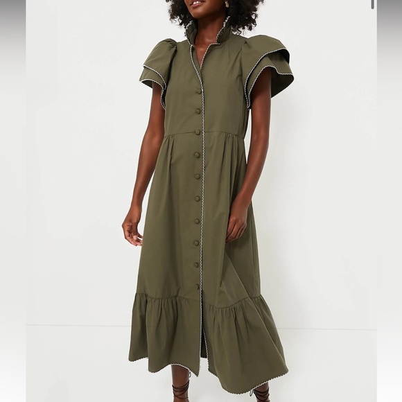 olive green alice dress Alice Embroidery Dress, Green
